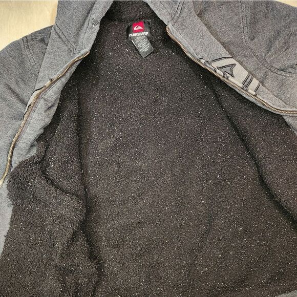 Quicksilver men's 60% cotton thick warm sherpa zippered hoodie Grey - Picture 4 of 9